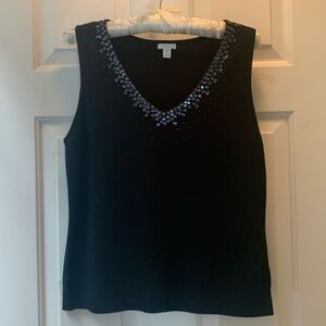 Beautiful Apartment 9 Black V Neck Sequined Top